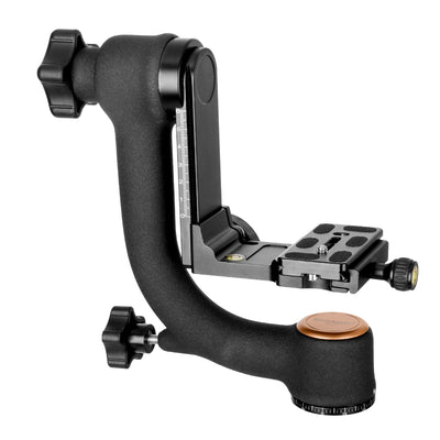 Professional Heavy Duty Metal Gimbal Tripod Head with with Arca Swiss Quick Release Plate and Bubble Level for Digital SLR Cameras up to 26lbs/12kg - (KQ-45)
